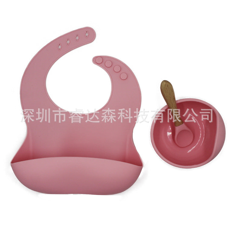Amazon AliExpress Hot Selling, Eating Pocket, Baby Silicone 3-piece Spoon Bowl Set