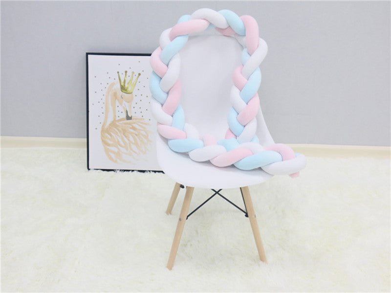 New hand-woven long knotted ball three-strand braid anti-collision soft bag baby bed circumference