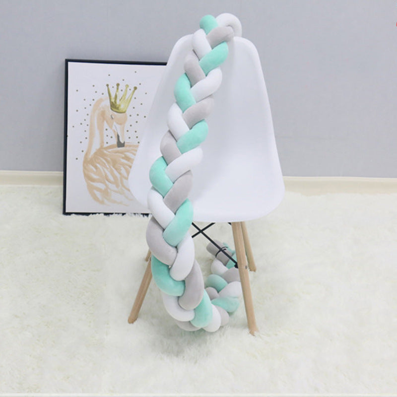 New hand-woven long knotted ball three-strand braid anti-collision soft bag baby bed circumference