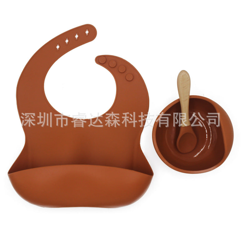 Amazon AliExpress Hot Selling, Eating Pocket, Baby Silicone 3-piece Spoon Bowl Set