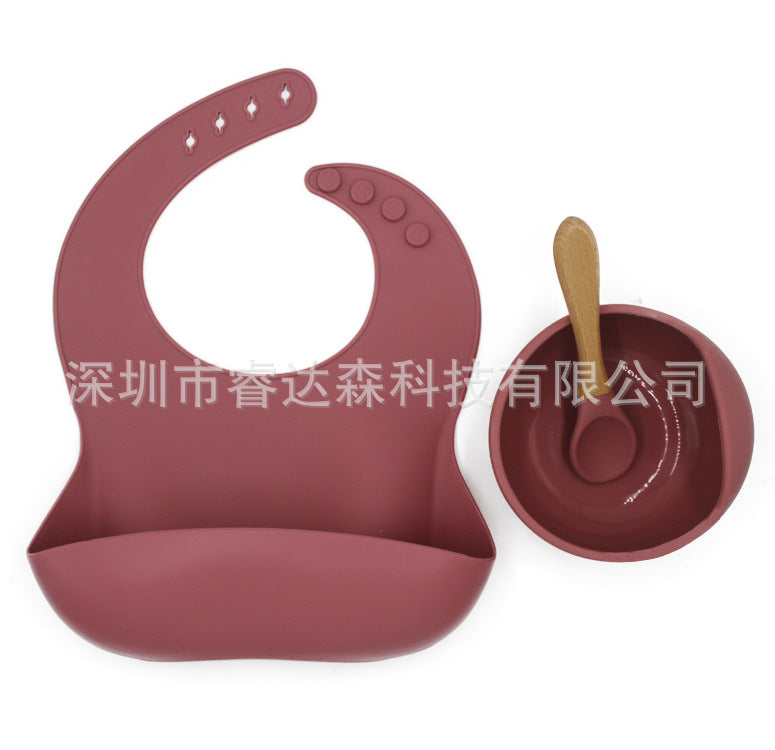 Amazon AliExpress Hot Selling, Eating Pocket, Baby Silicone 3-piece Spoon Bowl Set