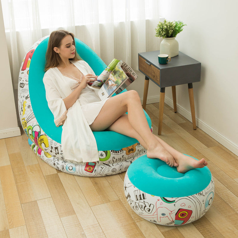 New thickened inflatable lazy sofa with footrest leisure sofa
