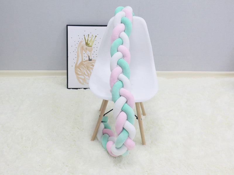 New hand-woven long knotted ball three-strand braid anti-collision soft bag baby bed circumference