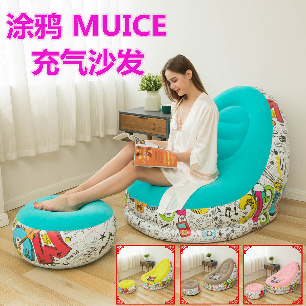New thickened inflatable lazy sofa with footrest leisure sofa
