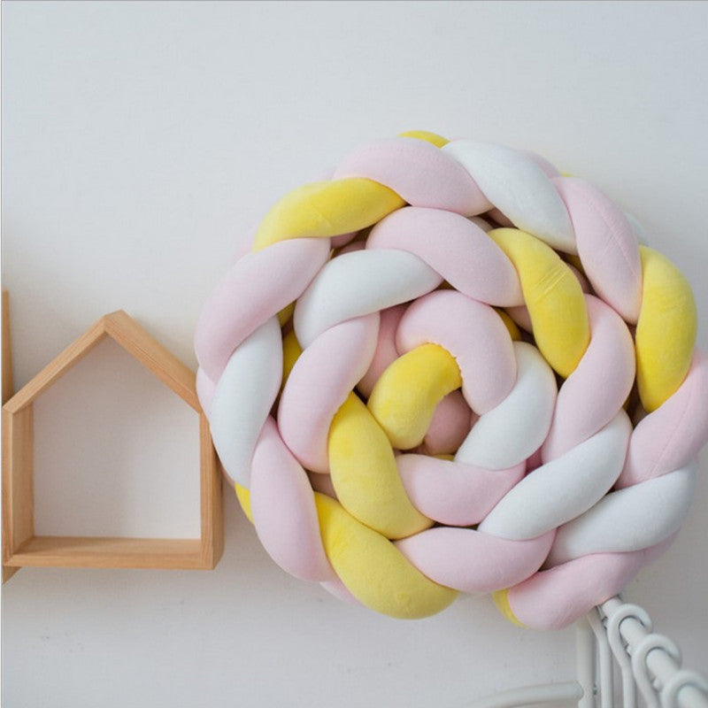 New hand-woven long knotted ball three-strand braid anti-collision soft bag baby bed circumference