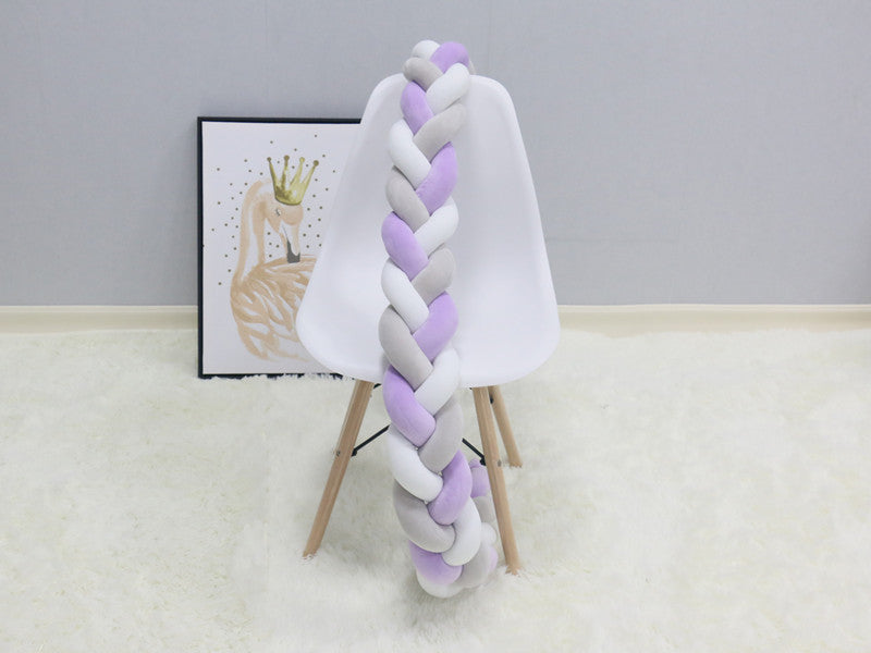 New hand-woven long knotted ball three-strand braid anti-collision soft bag baby bed circumference