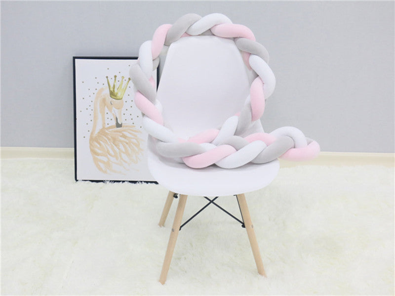 New hand-woven long knotted ball three-strand braid anti-collision soft bag baby bed circumference
