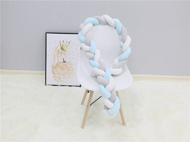 New hand-woven long knotted ball three-strand braid anti-collision soft bag baby bed circumference