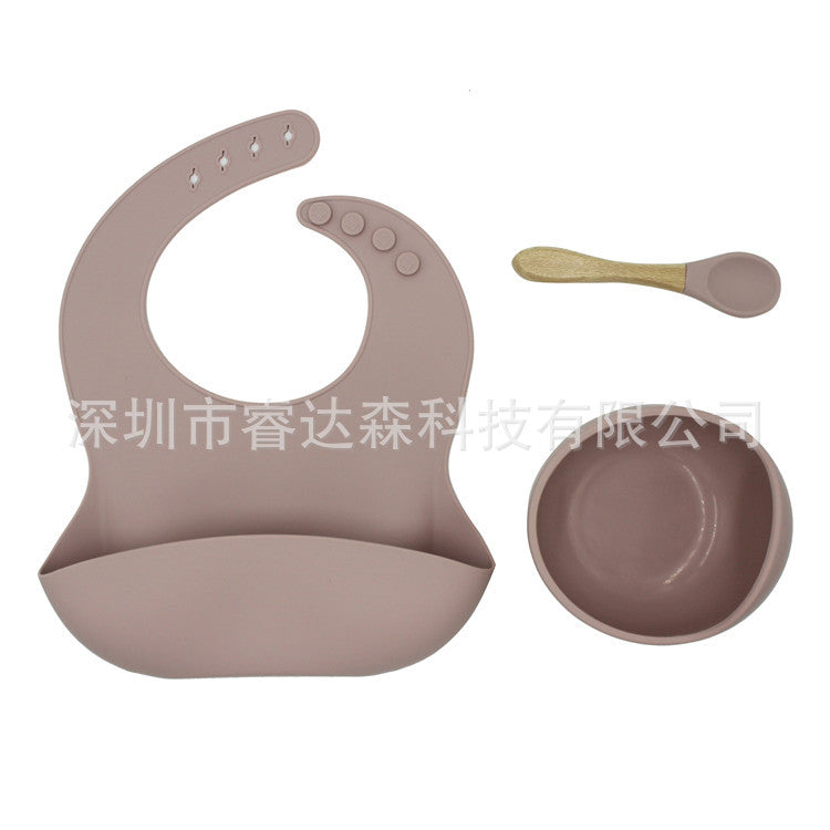 Amazon AliExpress Hot Selling, Eating Pocket, Baby Silicone 3-piece Spoon Bowl Set