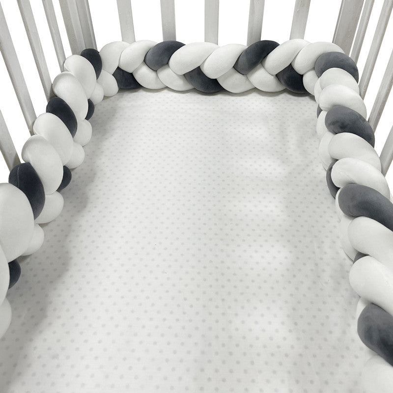 New hand-woven long knotted ball three-strand braid anti-collision soft bag baby bed circumference