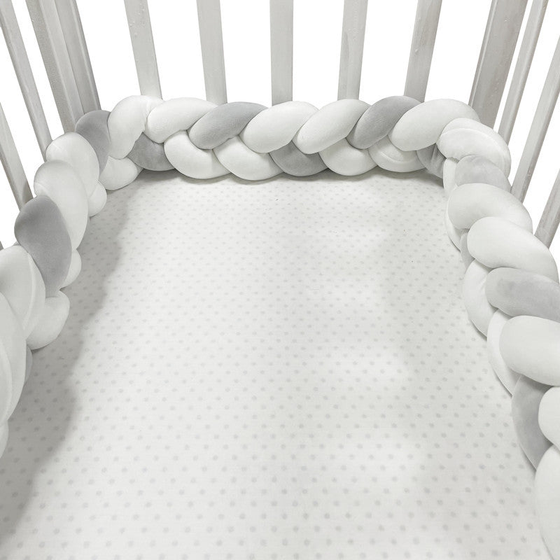New hand-woven long knotted ball three-strand braid anti-collision soft bag baby bed circumference