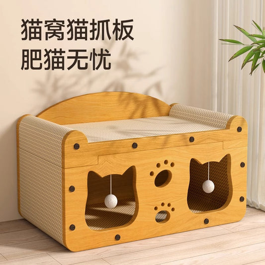 Cat scratching board cat bed