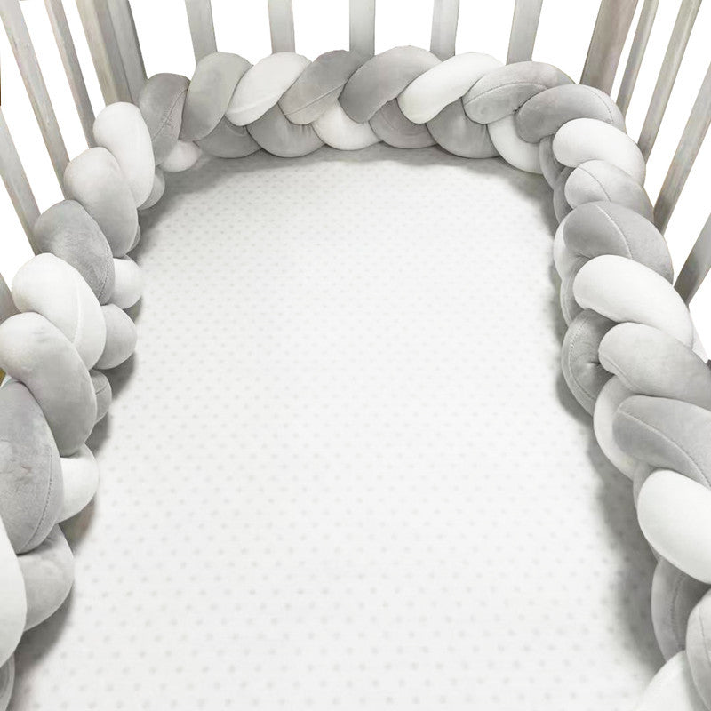 New hand-woven long knotted ball three-strand braid anti-collision soft bag baby bed circumference