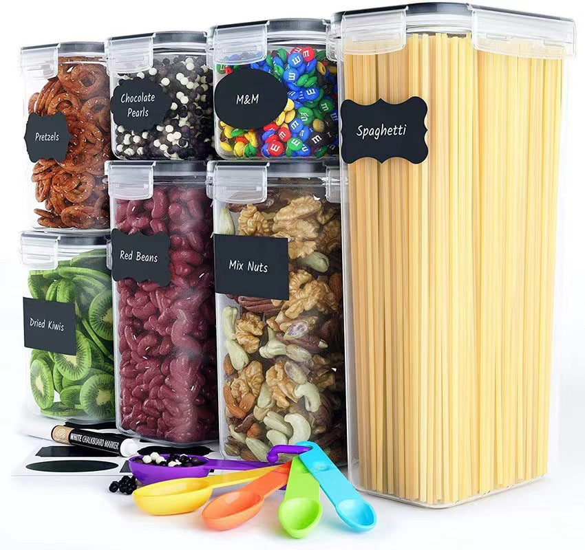 Kitchen sealed cans storage can be refrigerated without peculiar smell transparent plastic seven-piece set storage tank