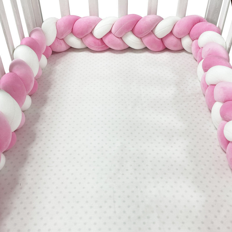 New hand-woven long knotted ball three-strand braid anti-collision soft bag baby bed circumference