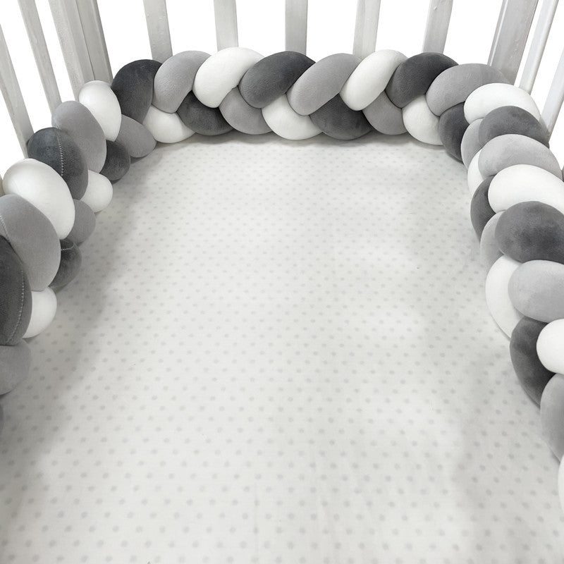 New hand-woven long knotted ball three-strand braid anti-collision soft bag baby bed circumference