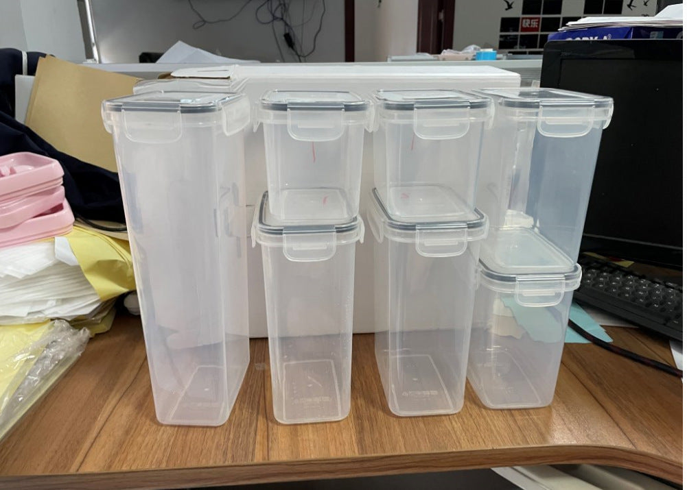 Kitchen sealed cans storage can be refrigerated without peculiar smell transparent plastic seven-piece set storage tank