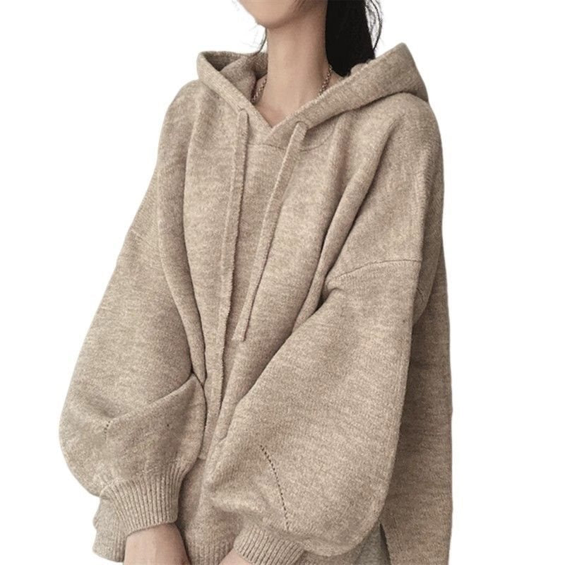 2024 new hot style Lazy style hooded sweater loose sweater slimming belly covering top