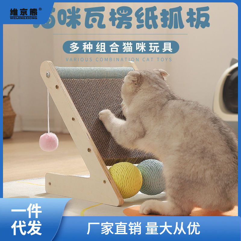Cat Scratching Board Solid Wood Toy