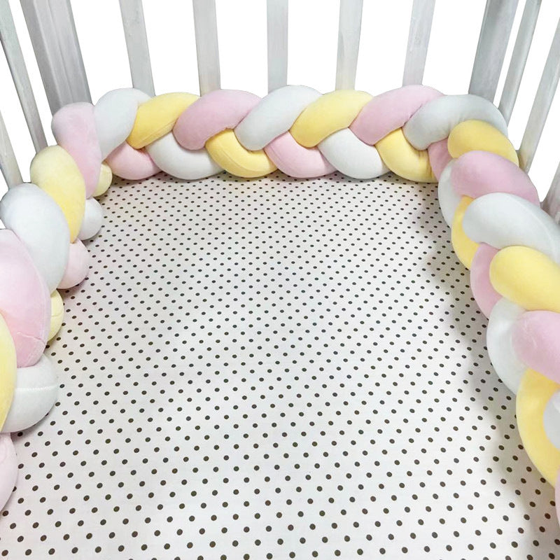 New hand-woven long knotted ball three-strand braid anti-collision soft bag baby bed circumference