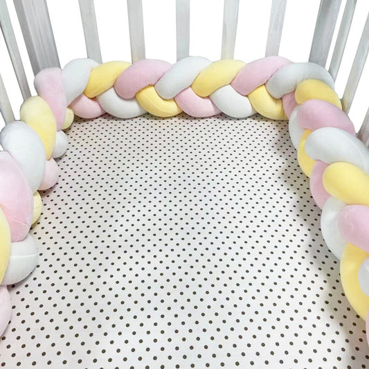 New hand-woven long knotted ball three-strand braid anti-collision soft bag baby bed circumference